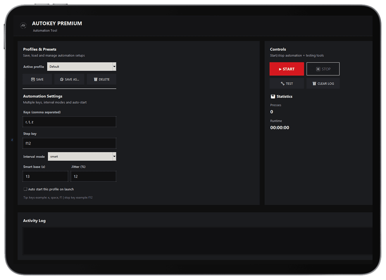 AutoKey Premium automation interface on Windows